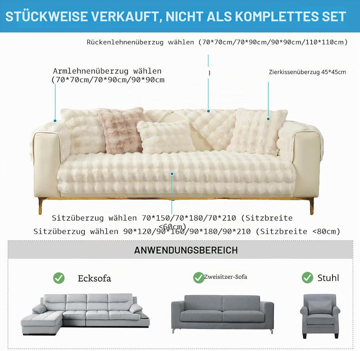 Weiche dicke Plüschsofa Kissenbezüge - Neue rutschfeste Sofaabdeckungen 1 2 3 Sitzer Couchabdeckunge