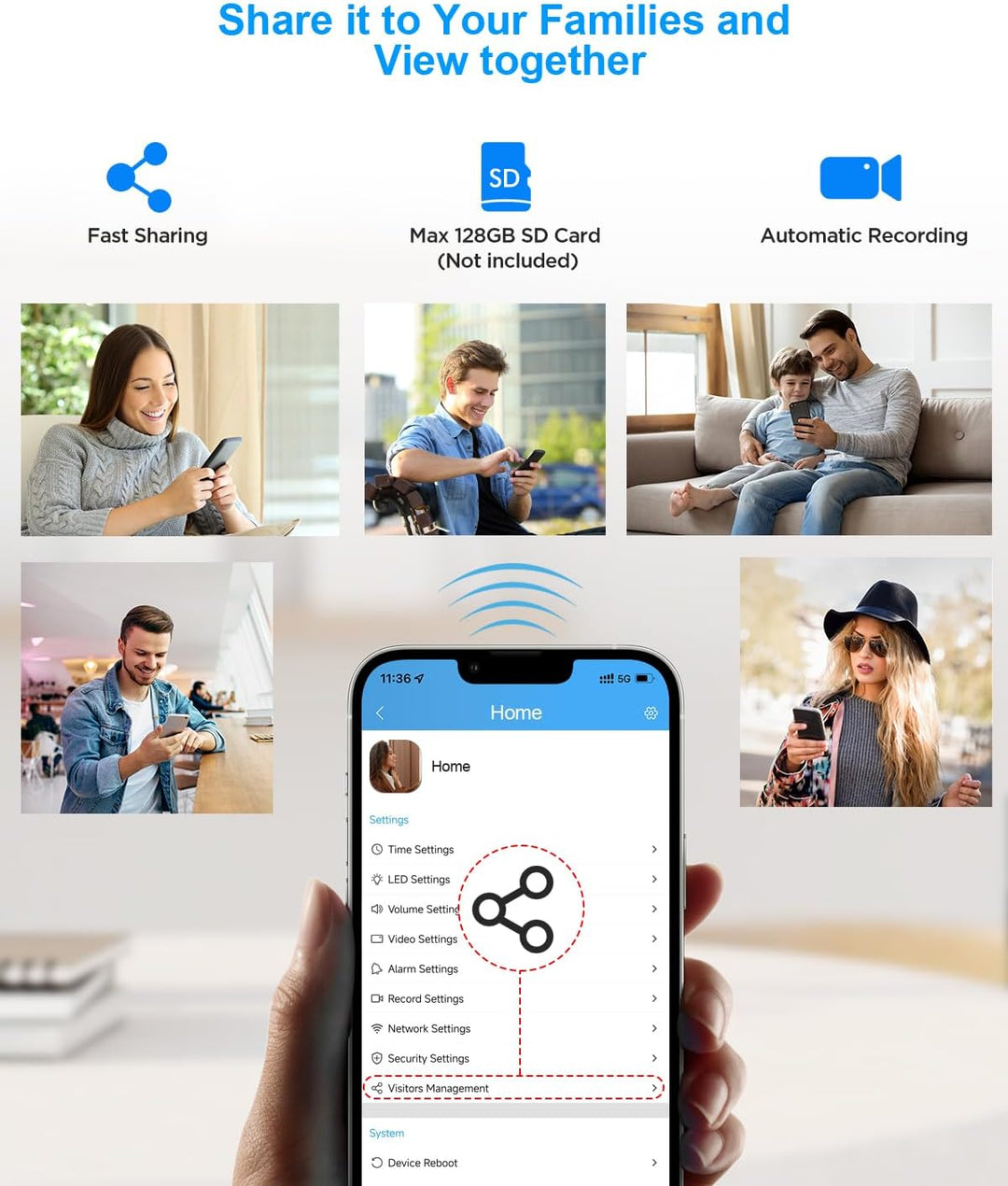 AUKTECH Türklingel mit Kamera, 4MP Video Türklingel Kabellos Akku mit Chime, 2.5K FHD Nachtsicht, PI