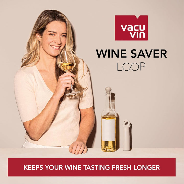 Vacu Vin Weinpumpe Loop - Vakuum Weinflaschenverschluss - 1 Pumpe 1 Stopper aus 98% Recyceltem Mater