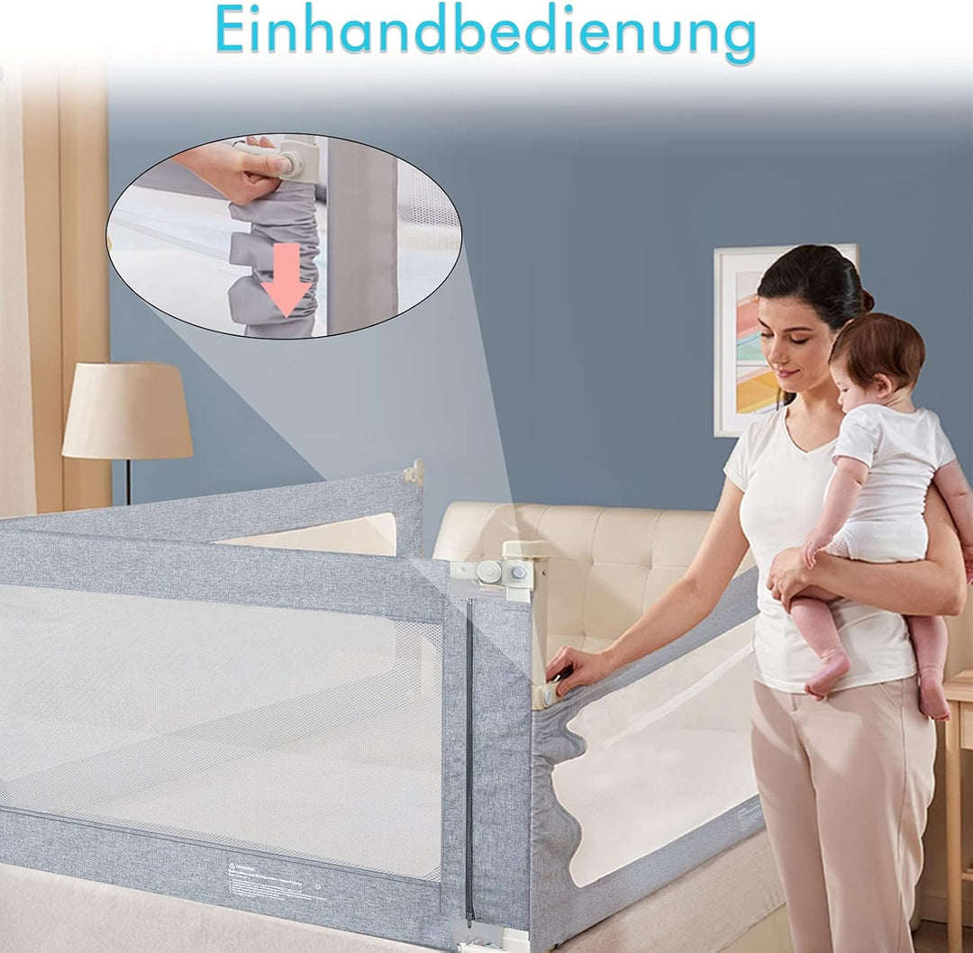 150cm Bettgitter Rausfallschutz Bettgitter Bettschutzgitter Kinderbettgitter Sicherheitsschutz für K