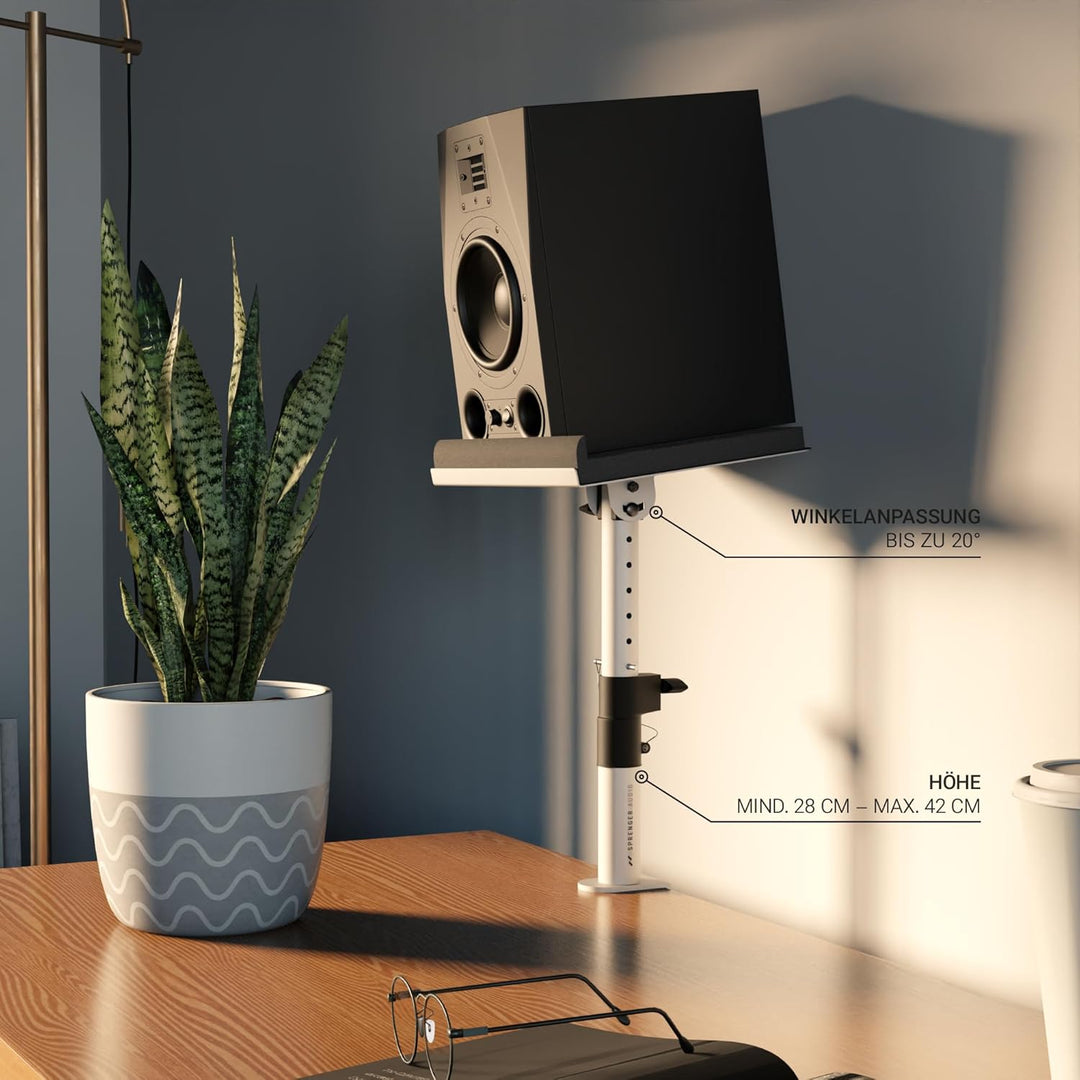 Sprenger Audio Lautsprecher Ständer mit Tisch Halterung Set inkl. Schaumstoff Absorber - Neigbar +/-