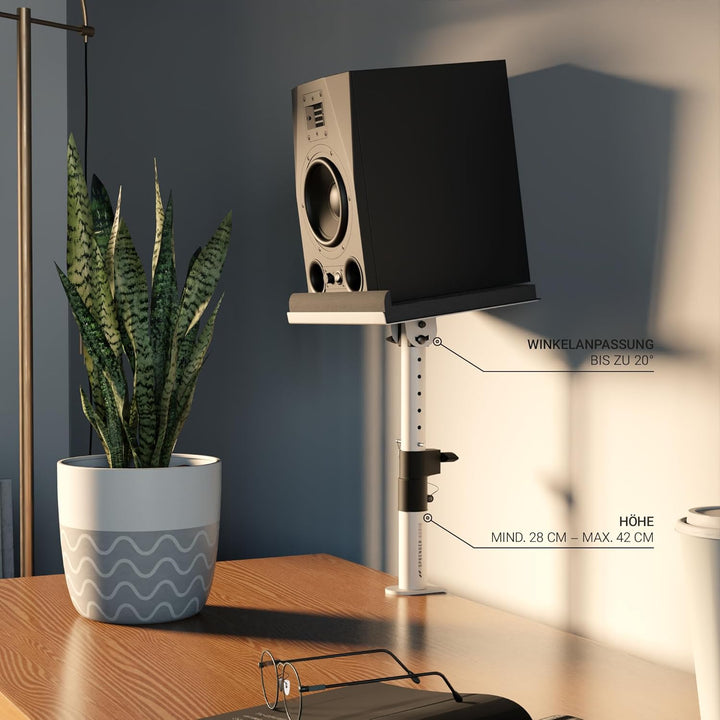 Sprenger Audio Lautsprecher Ständer mit Tisch Halterung Set inkl. Schaumstoff Absorber - Neigbar +/-