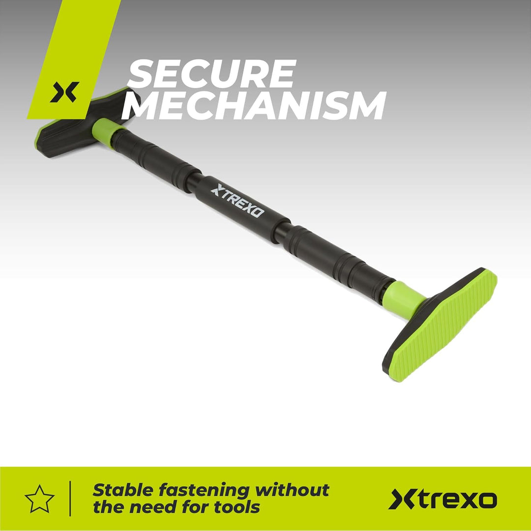 TREXO Klimmzugstange, verstellbare Länge 70–96 cm, grau Aus Stahl Max. Belastung bis 150 kg für Klim