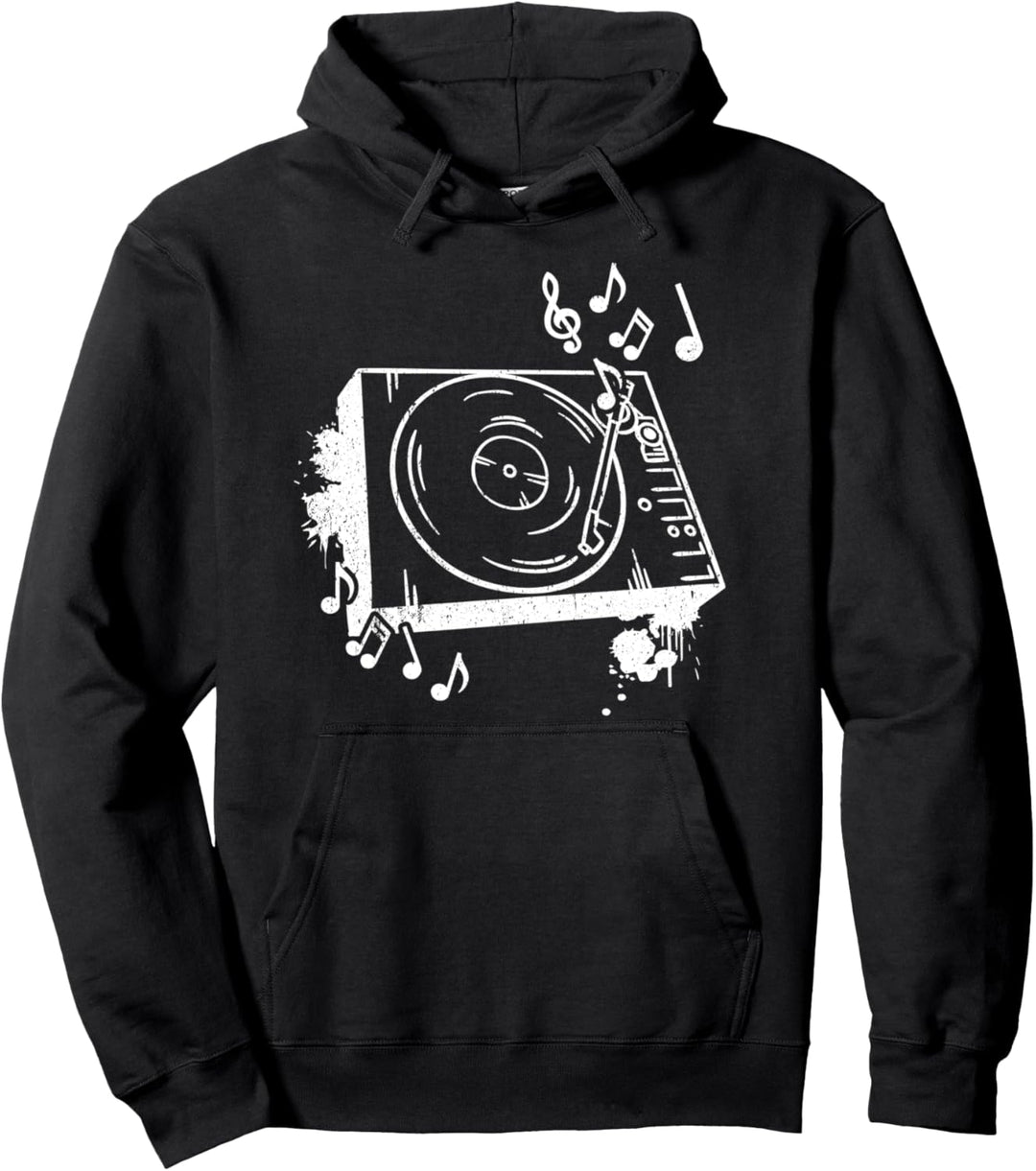 Plattenspieler Herzschlag Vinly Geschenk DJ Pullover Hoodie