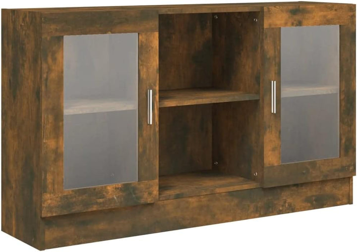 INLIFE Vitrinenschrank Räuchereiche 120x30,5x70 cm Holzwerkstoff,Braun,28.4KG,815627