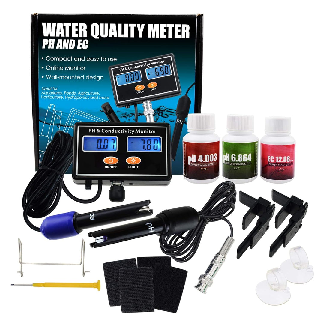 pH/EC Leitfähigkeit Meter mit ATC Wasser Qualität Prüfer 0.0-14.0pH / 0~19.99ms/cm Aquarium, Hydropo