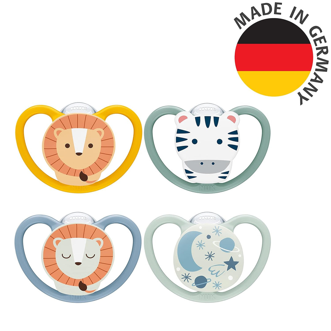 NUK Space Day & Night Babyschnuller | 6-18 Monate | Im Dunkeln leuchtende Schnuller mit zusätzlichen
