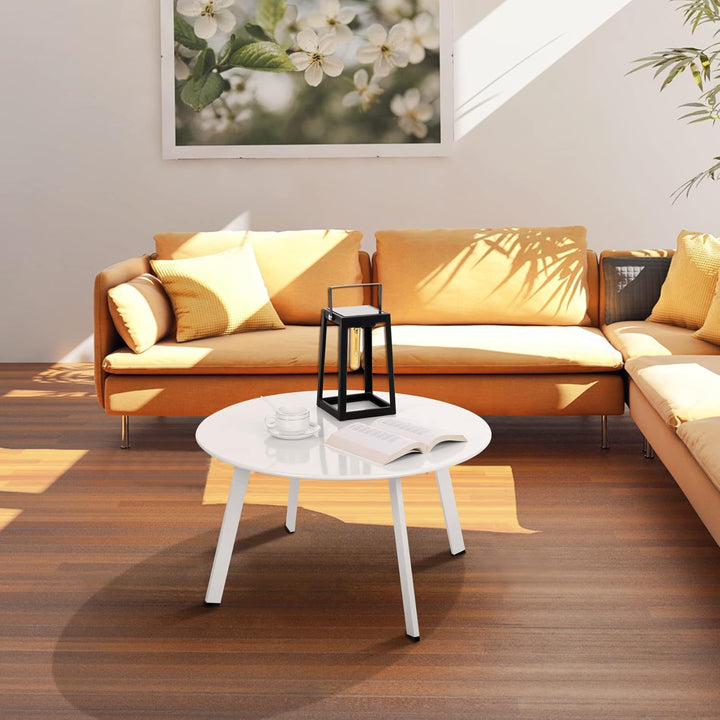 Beistelltisch Metall, Garten Beistelltisch Rund, Sofatisch Kaffeetisch & Couchtish mit Verstellbarer