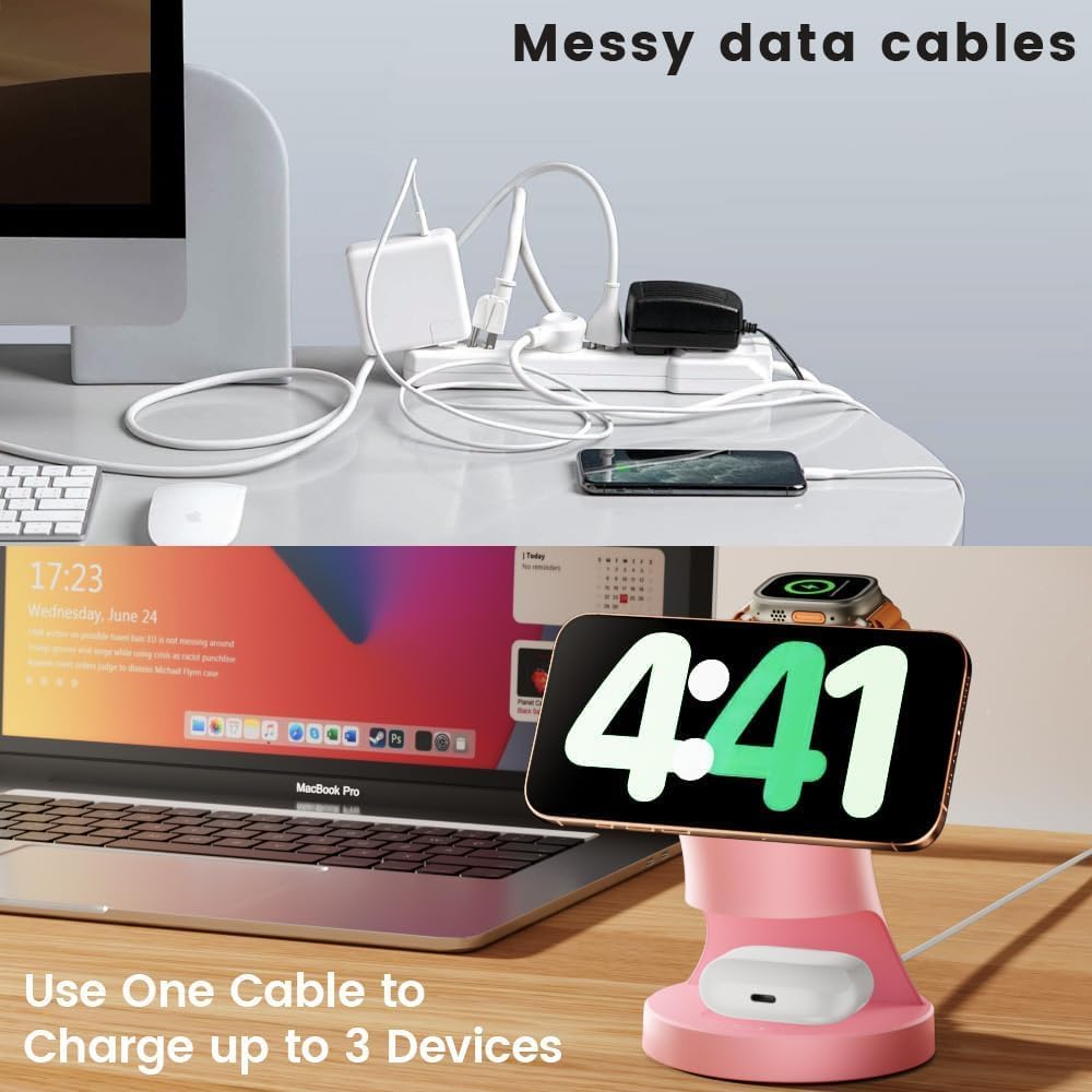 Ladestation für Apple Watch und iPhone, 3 in 1 Wireless Charger Induktive Ladestation/Kabelloses Lad