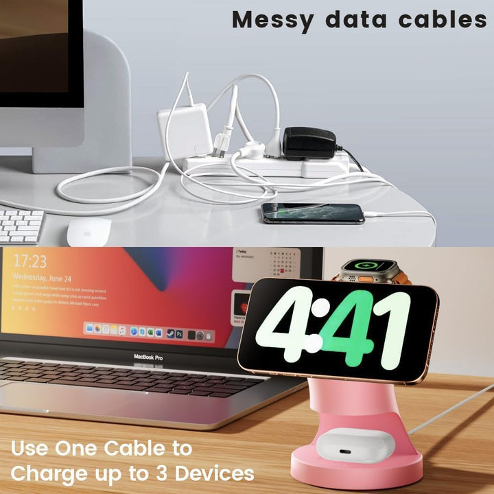 Ladestation für Apple Watch und iPhone, 3 in 1 Wireless Charger Induktive Ladestation/Kabelloses Lad