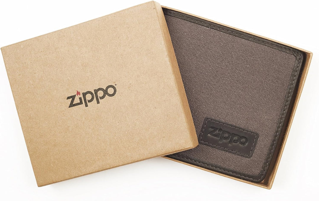 Zippo Herren Leder & Canvas Geldbörse Braun (Braun)