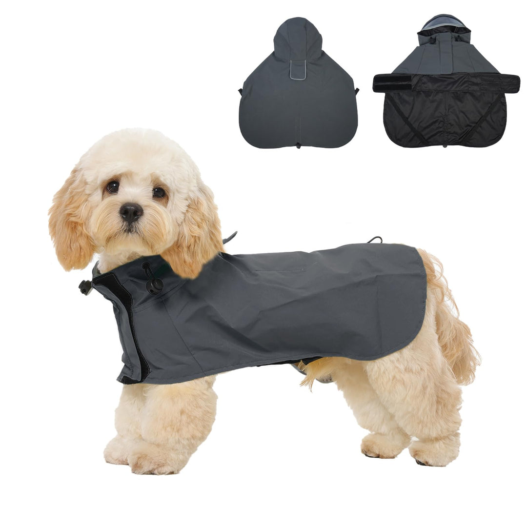Regenmantel Hund M, Wasserdicht Hunderegenmantel mit Kapuze, Reflektierende Elemente, Verstellbar, H