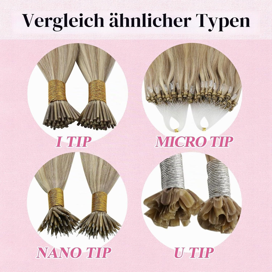 YoungSee Microring Extensions Blond Microring Extensions Echthaar 1g Blond Microring Hair Extensions