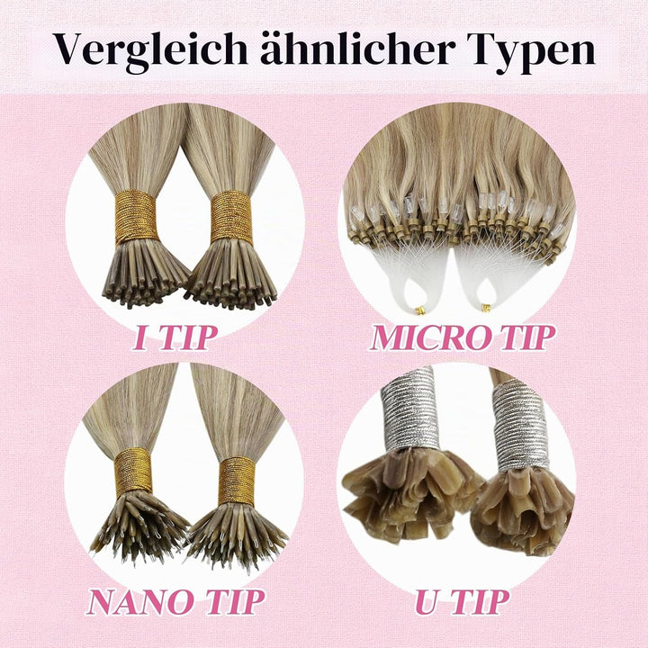 YoungSee Microring Extensions Blond Microring Extensions Echthaar 1g Blond Microring Hair Extensions