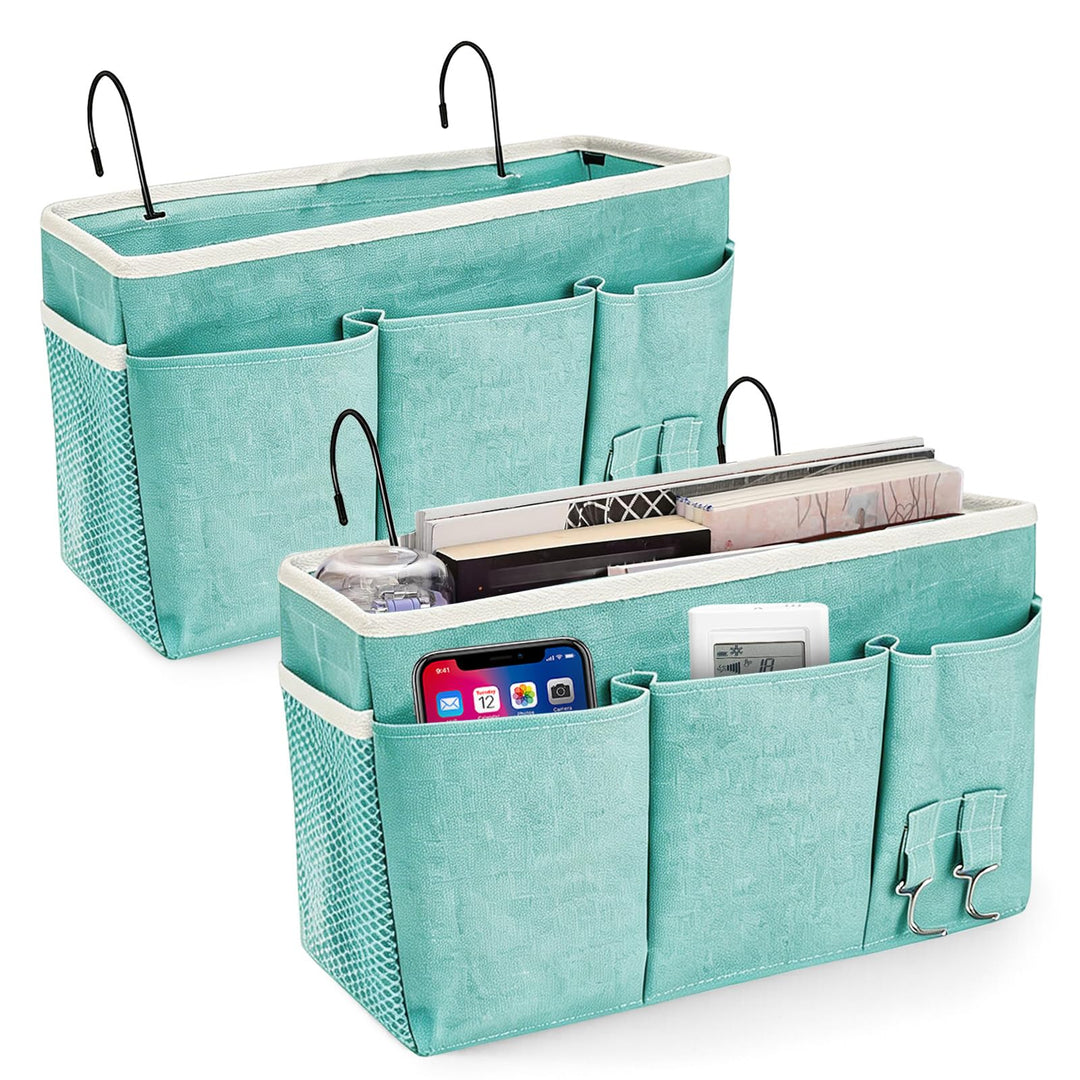 2er Set Bett Organizer zum Einhängen mit Bodenplatte – Hängeorganizer für Bett &amp; Hochbett, Hängeaufb