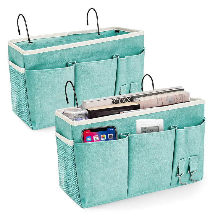 2er Set Bett Organizer zum Einhängen mit Bodenplatte – Hängeorganizer für Bett &amp; Hochbett, Hängeaufb