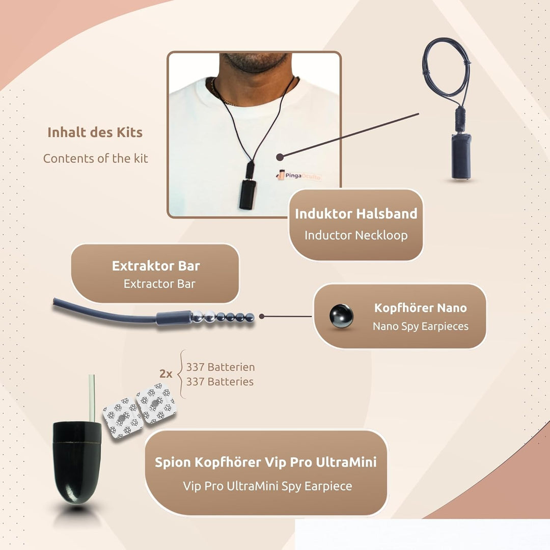 PingaOculto Spion Kopfhörer Bluetooth für Prüfung Mini Nano Unsichtbare Kopfhörer mit Mikrofon und H