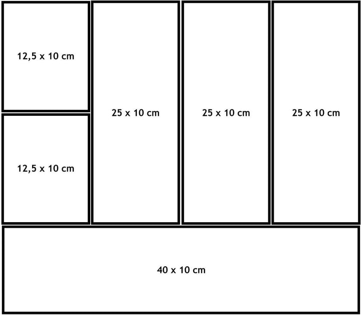 6x Ordnungsboxen - 6 cm hoch - GRAU - 25x10x6cm - 1 Liter - Ordnungskorb - Schubladenorganizer Schub