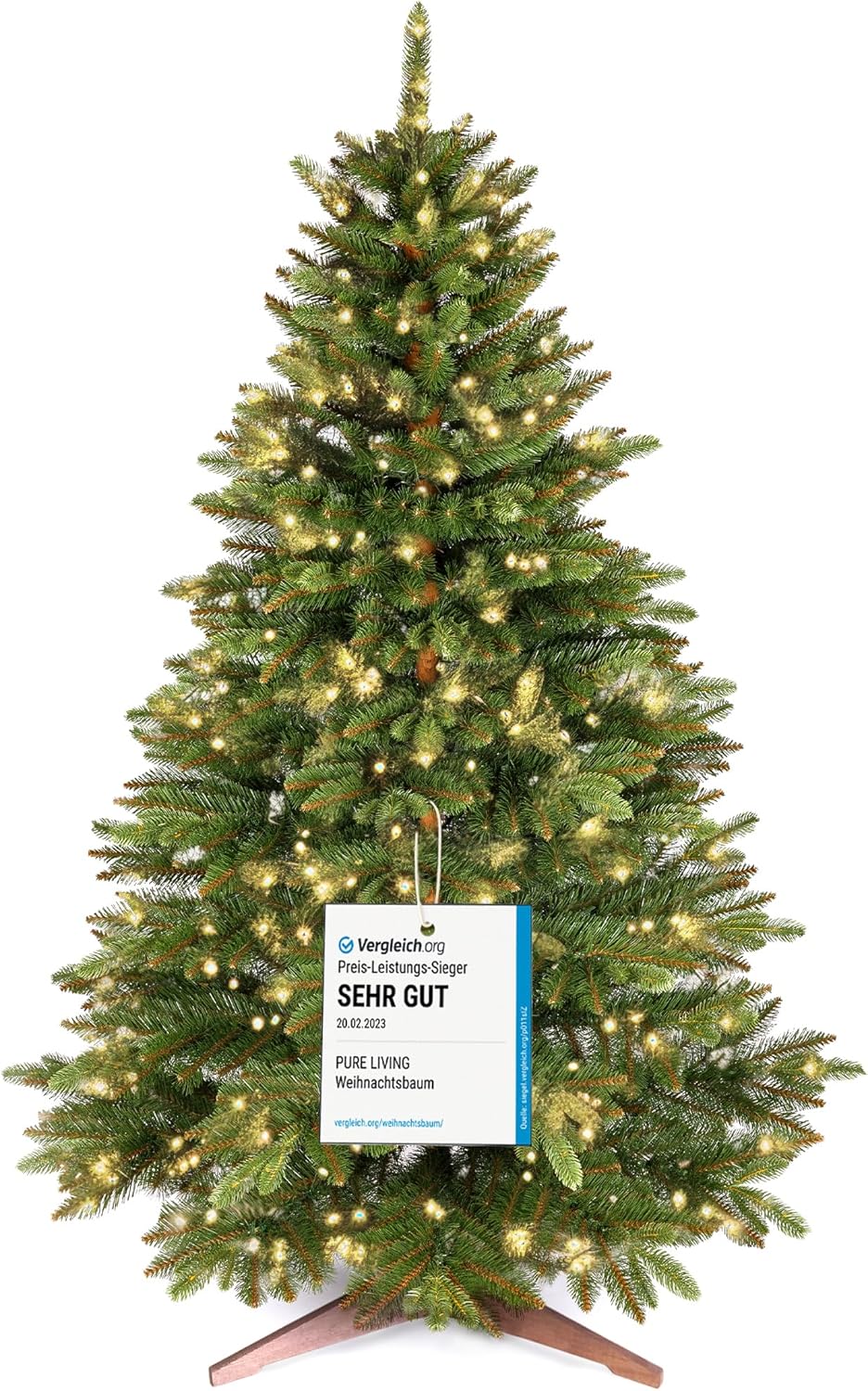 Premium Weihnachtsbaum künstlich mit Beleuchtung 180cm - TESTSIEGER - Naturgetreu, dichte Zweige, LE