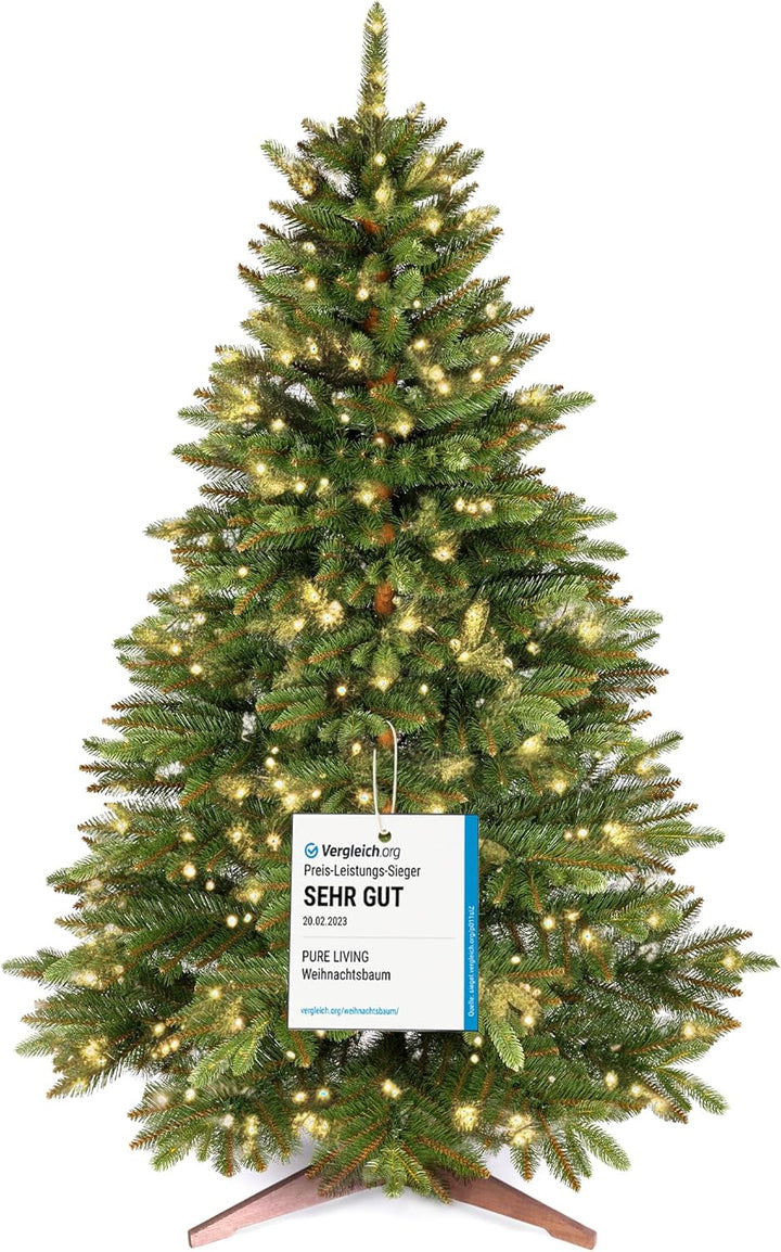 Premium Weihnachtsbaum künstlich mit Beleuchtung 180cm - TESTSIEGER - Naturgetreu, dichte Zweige, LE