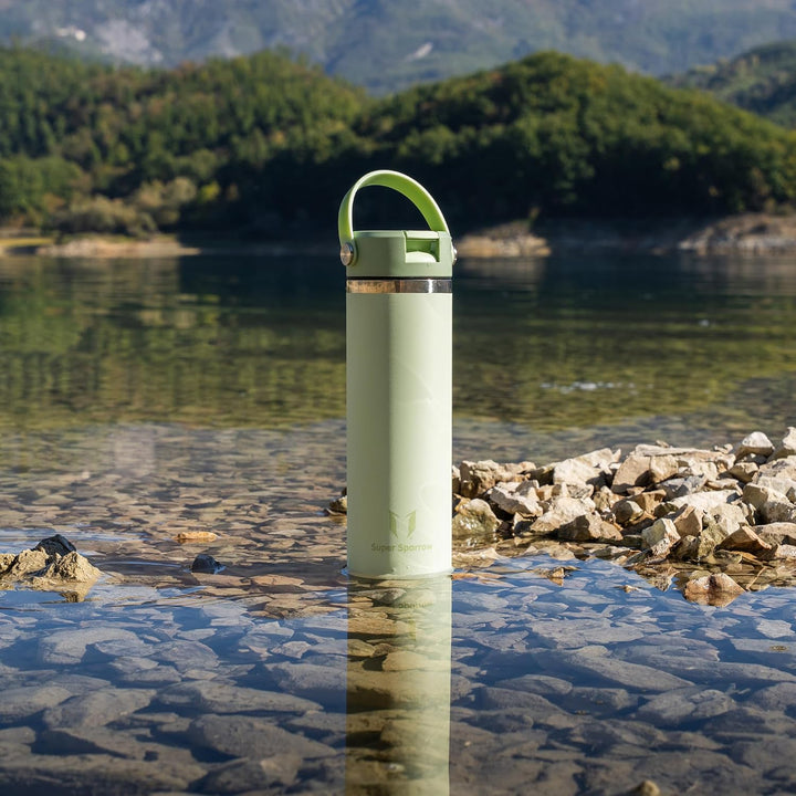 Sparrow Trinkflasche Edelstahl 750ml - Weiter Öffnung SwivelSip Thermosflasche mit Strohhalm - BPA-f