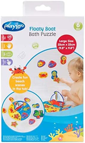 Playgro Badepuzzle, 9-teilig, Mit bunten Tiermotiven, Ab 6 Monaten, BPA-frei, Grösse: 25 x 25 cm, Fl