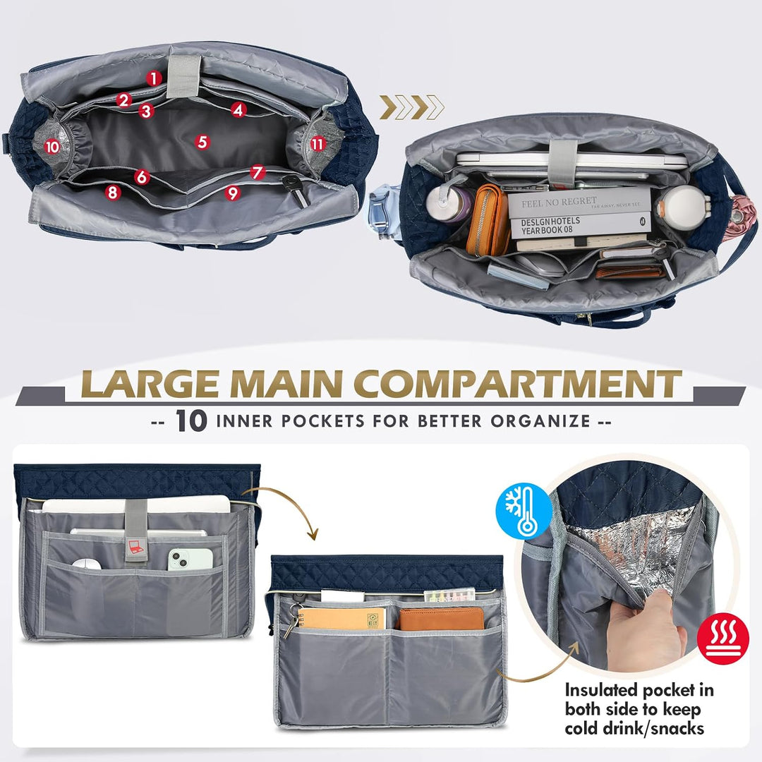 RAINSMORE Lehrertasche 15.6 Zoll Laptoptasche Damen Aktentasche mit Isolierter Tasche Arbeitstasche