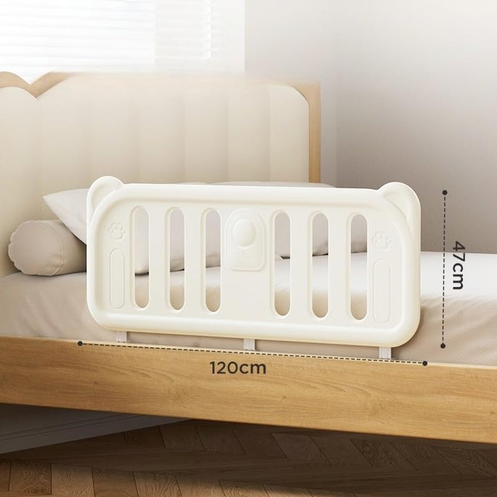 habeig Bettgitter für Kinder, Rausfallschutz, 120 x 47 cm, 5-stufig Höhenverstellbar, Weiss, mit Met