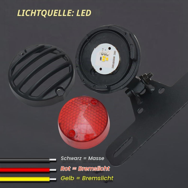 Motorrad-Rücklicht, NATGIC 12V Universal-Motorrad-Bremslicht Vintage Retro-Look Heckleuchte mit Kenn