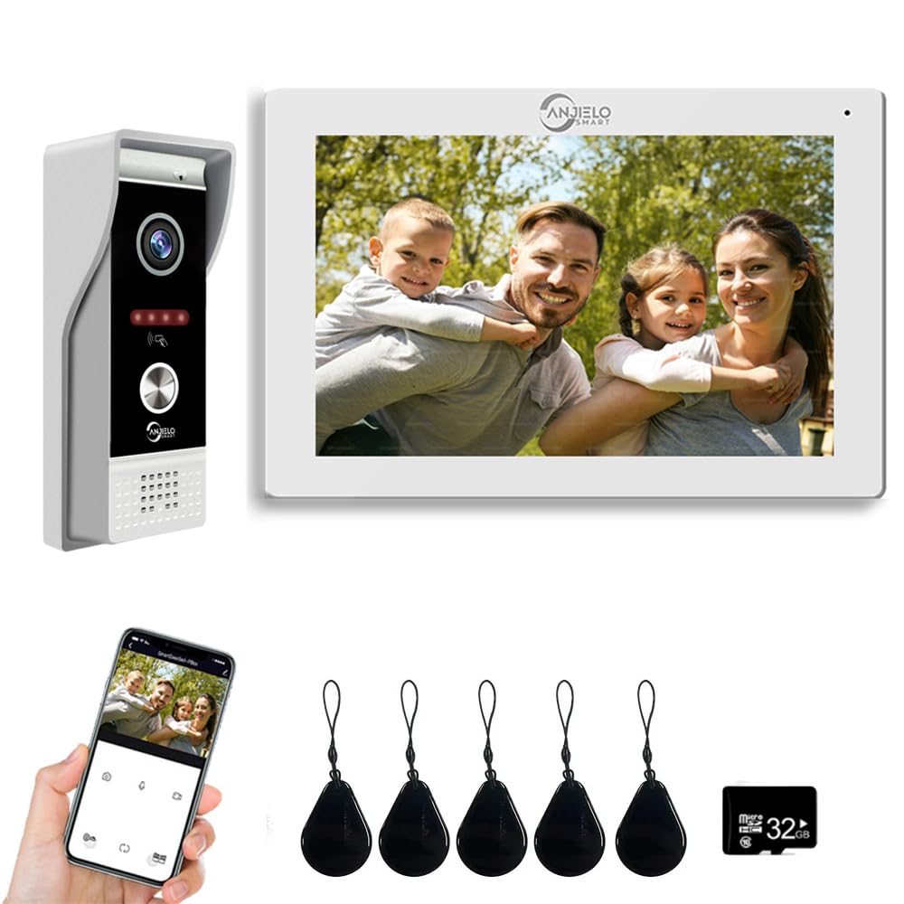 ANJIELO SMART (4-Draht) 1080P visuelle Türsprechanlage Kamera mit 7-Zoll-Touchscreen visuelle Türspr