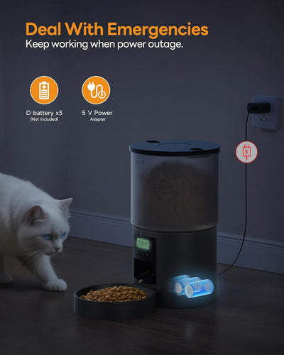 Futterautomat Katze: 6L Katzenfutter Automat mit Fütterungsprogramms Timer -10s-Ruf zum Essen - Futt