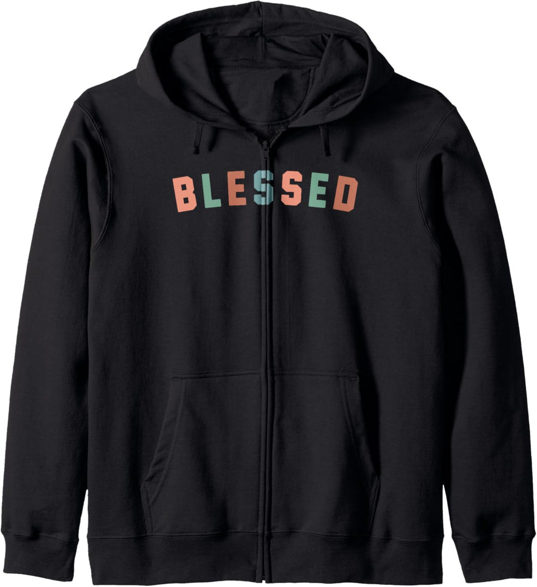 Blessed, Multicolored Bold Text Kapuzenjacke