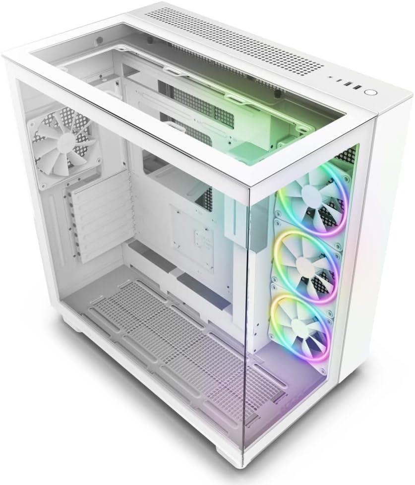 NZXT H9 Elite Dual-Chamber ATX Mid-Tower PC Gaming-Gehäuse – CM-H91EW-01 - Enthält 3 x 120mm F120 RG