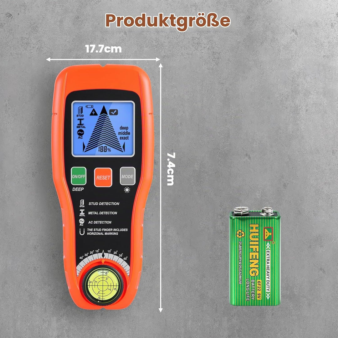 Leitungssuchgerät Ortungsgerät, Multifunktionaler Stud Finder mit LCD-Display &amp; Audio-Alarm, Leitung