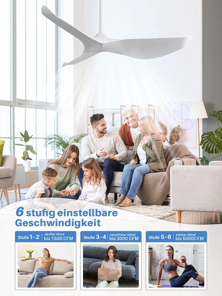 Sofucor 97cm Smart Deckenventilator mit Fernbedienung, Leise Deckenventilator mit Alexa/APP, WLAN, D