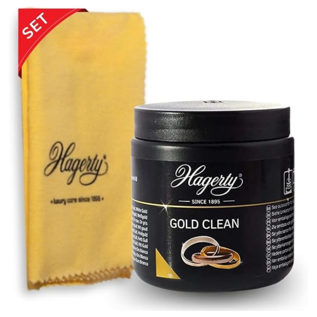 Hagerty Set Gold Clean Goldbad + Gold Cloth Goldputztuch zur Reinigung von Gelbgold Weissgold Rosego
