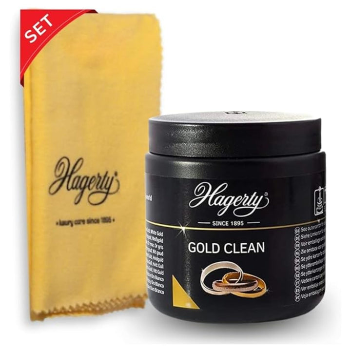 Hagerty Set Gold Clean Goldbad + Gold Cloth Goldputztuch zur Reinigung von Gelbgold Weissgold Rosego