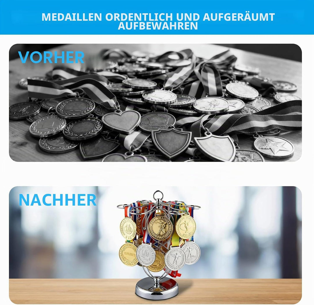 Metall Medaillen Halter, Tisch Medaillenhalter für 30 Medaillen Nummernhalter Medaillen Aufhänger fü