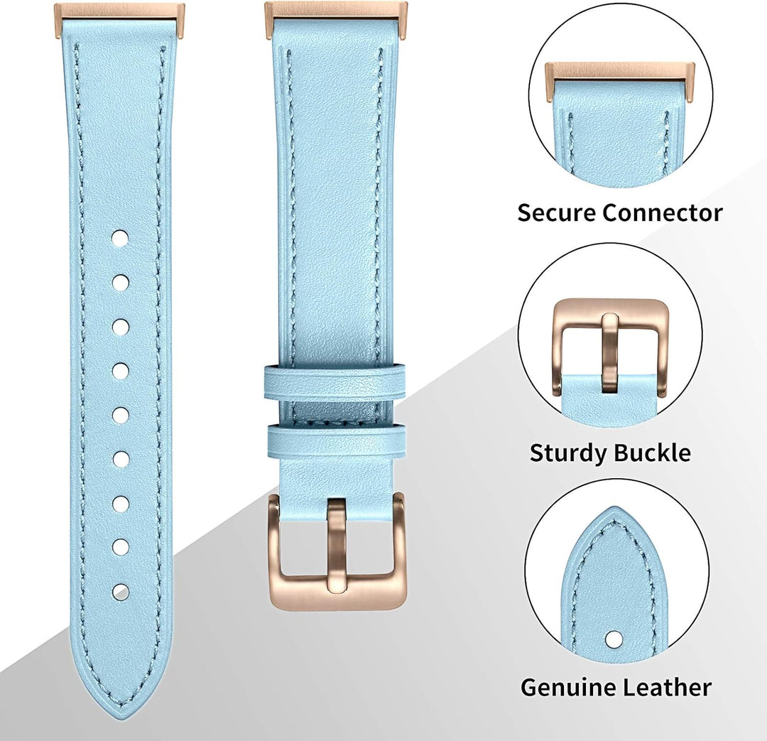 CeMiKa Leder Armband Kompatibel mit Fitbit Sense/Fitbit Versa 3 Armband, Original Lederband Ersatzba