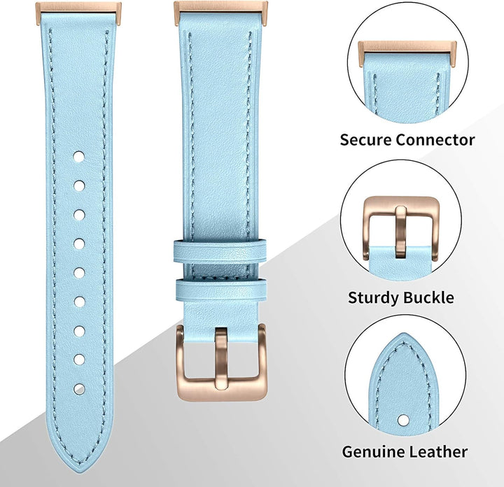 CeMiKa Leder Armband Kompatibel mit Fitbit Sense/Fitbit Versa 3 Armband, Original Lederband Ersatzba