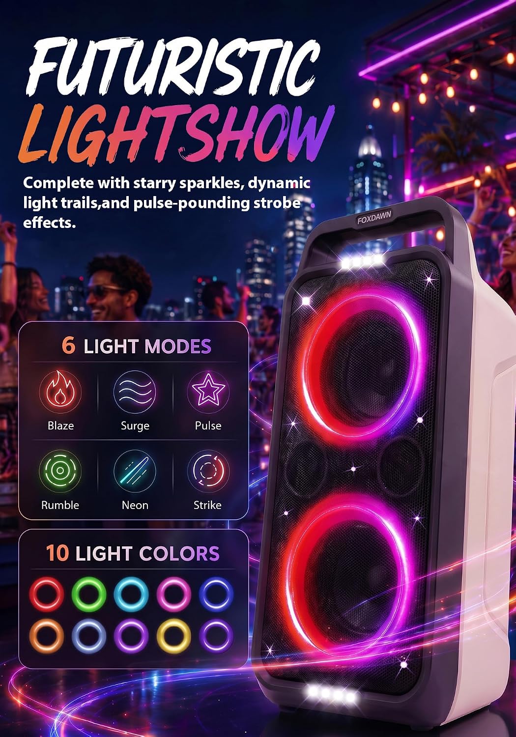 Foxdawn 240W Party Bluetooth Lautsprecher, lautem Stereosound, Musikbox Bluetooth Gross Partybox, Na