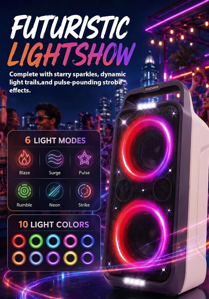 Foxdawn 240W Party Bluetooth Lautsprecher, lautem Stereosound, Musikbox Bluetooth Gross Partybox, Na