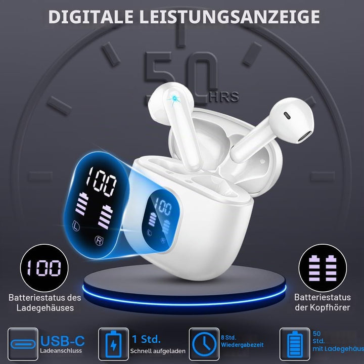 Bluetooth Kopfhörer, Kopfhörer Kabellos Bluetooth 5.4 In Ear kopfhörer bluetooth mit 4 Mic, 50H Kabe