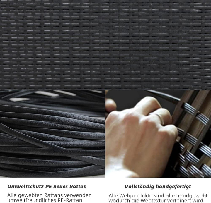 Mingone Hocker Rattan Outdoor mit Kissen Rattansofa Gartenmöbel-Set Sitzhocker Gartensofa für Terras