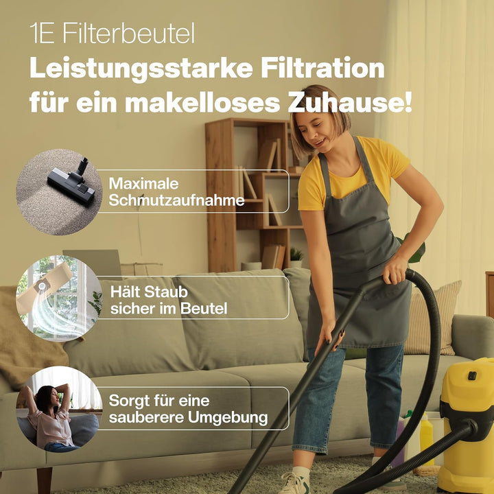 10 Staubsaugerbeutel für Kärcher Staubsauger WD3 Beutel Filtertüten 6.959-130.0/69591300 10x WD3