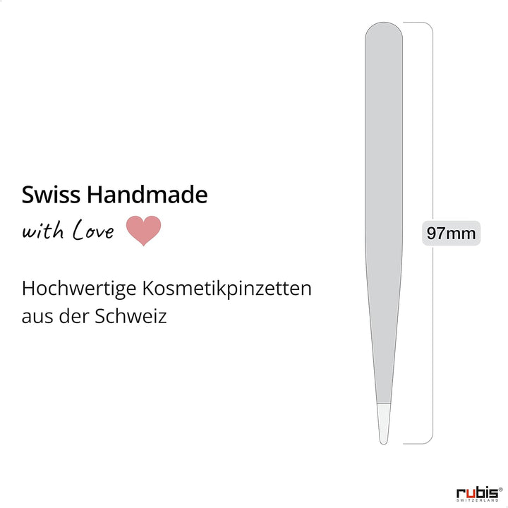 Rubis Safety Pinzette rund - Hautschonende abgerundete Pinzette zum Augenbrauen zupfen - runde Spitz