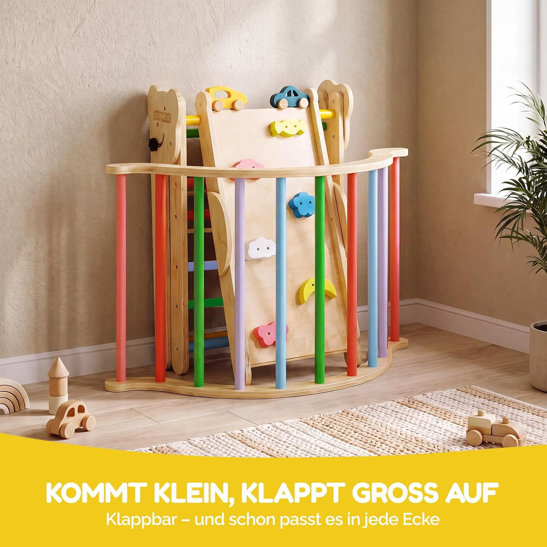 Bonnlo 9-in-1 Montessori Klettergerüst Indoor ab 1 Jahr, Kletterdreieck mit Rutsche, Kinderkletterge