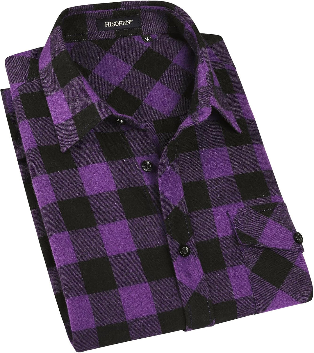 HISDERN Flanellhemd Herren Karierte Hemden Herren Langarm Button Down Baumwolle Holzfällerhemd Regul