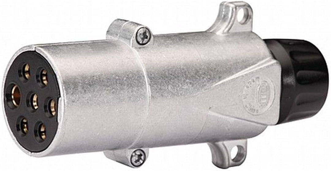 HELLA Stecker - 24V - 7-polig - mit Kabelverschraubung - Aluminium - silber - DIN/ISO: 1185 N-Typ -