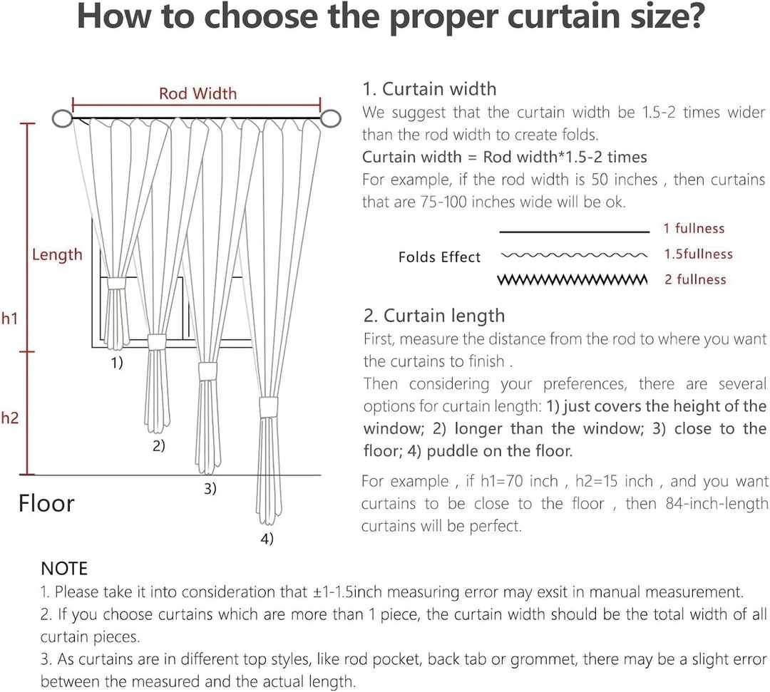 Joydeco Lichtfilternde Vorhänge, 183 cm Länge, für Schlafzimmer, Leinen-Vorhänge, 183 cm Länge, 2 Pa